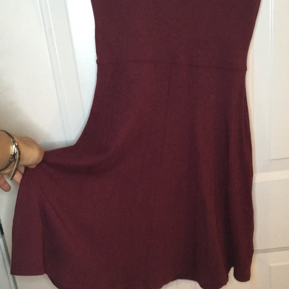 Hollister Red Skater Dress Small Ribbed Strappy Short Sleeve Circle Skirt - Picture 6 of 7